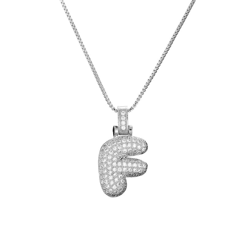 Chunky Ice Letter Initial Necklace
