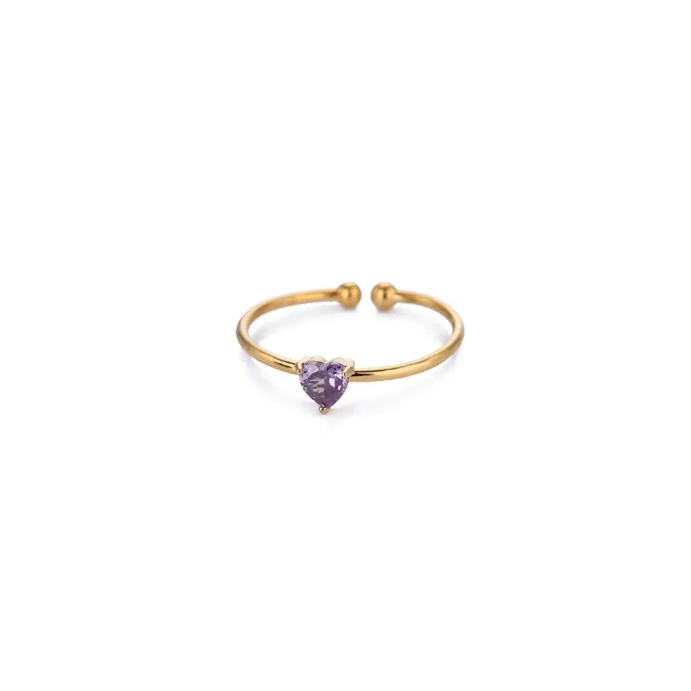 Mini Heart Birthstone Ring 