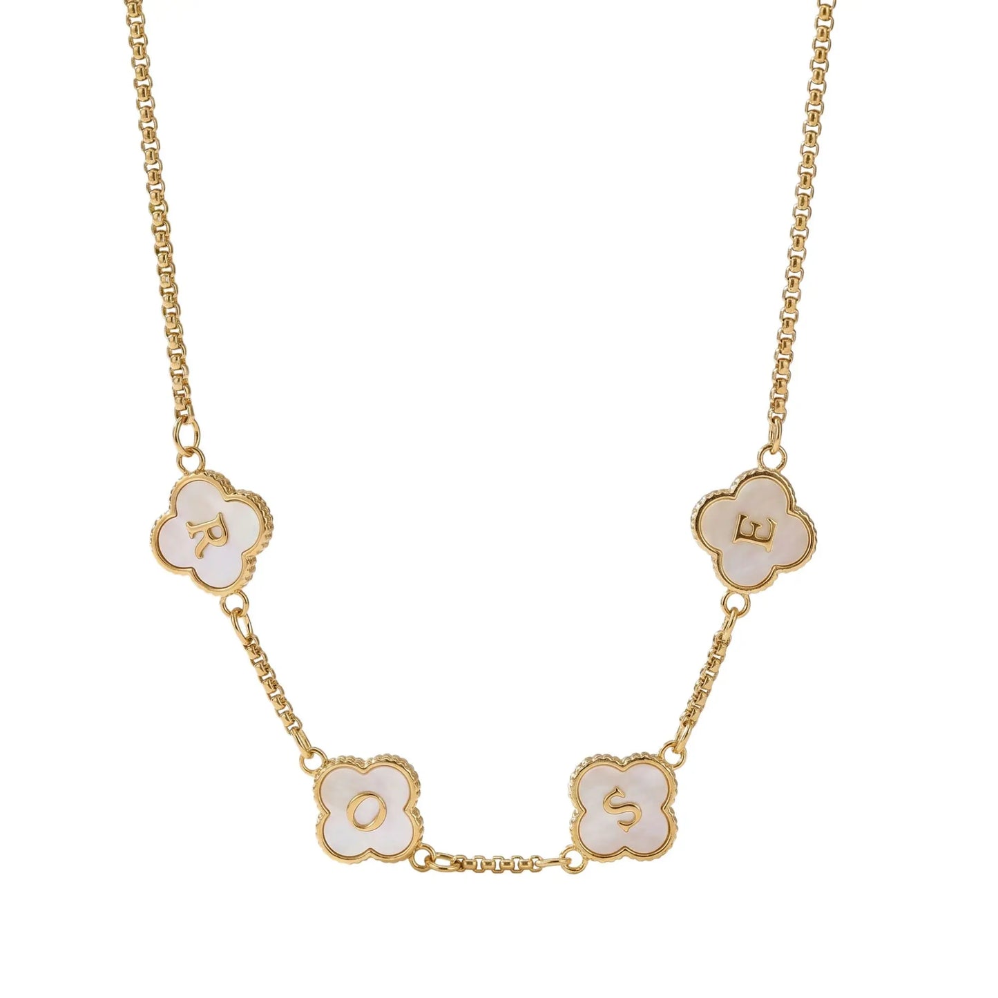 (*Spring Sale*) Pearl Clover Custom Name Necklace 