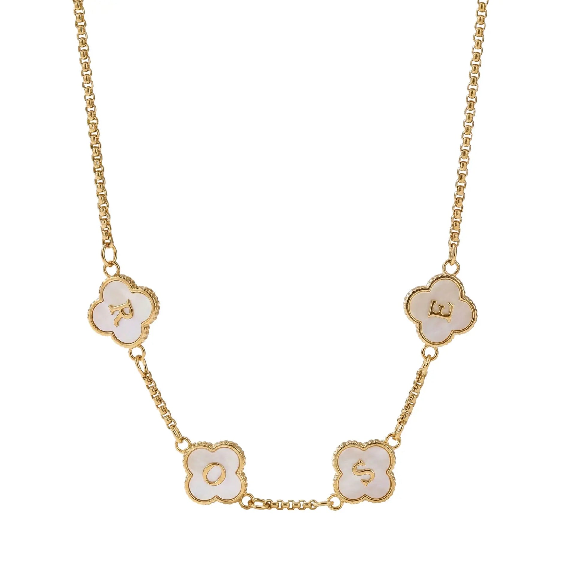 (*Spring Sale*) Pearl Clover Custom Name Necklace 