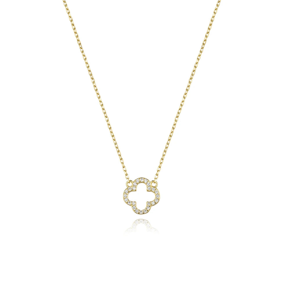 Sterling Silver Hollow Clover Necklace