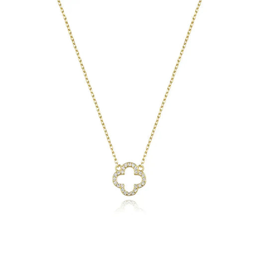 Sterling Silver Hollow Clover Necklace 
