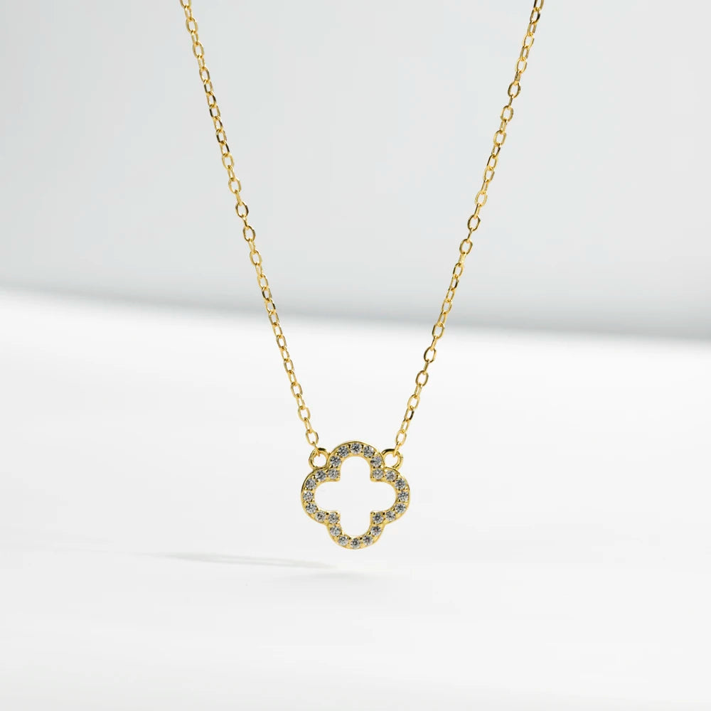Sterling Silver Hollow Clover Necklace