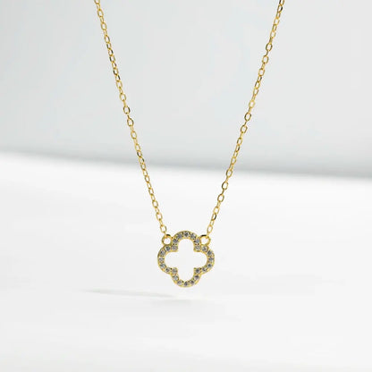 Sterling Silver Hollow Clover Necklace