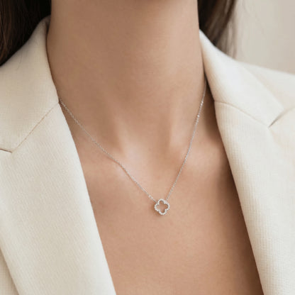 Sterling Silver Hollow Clover Necklace