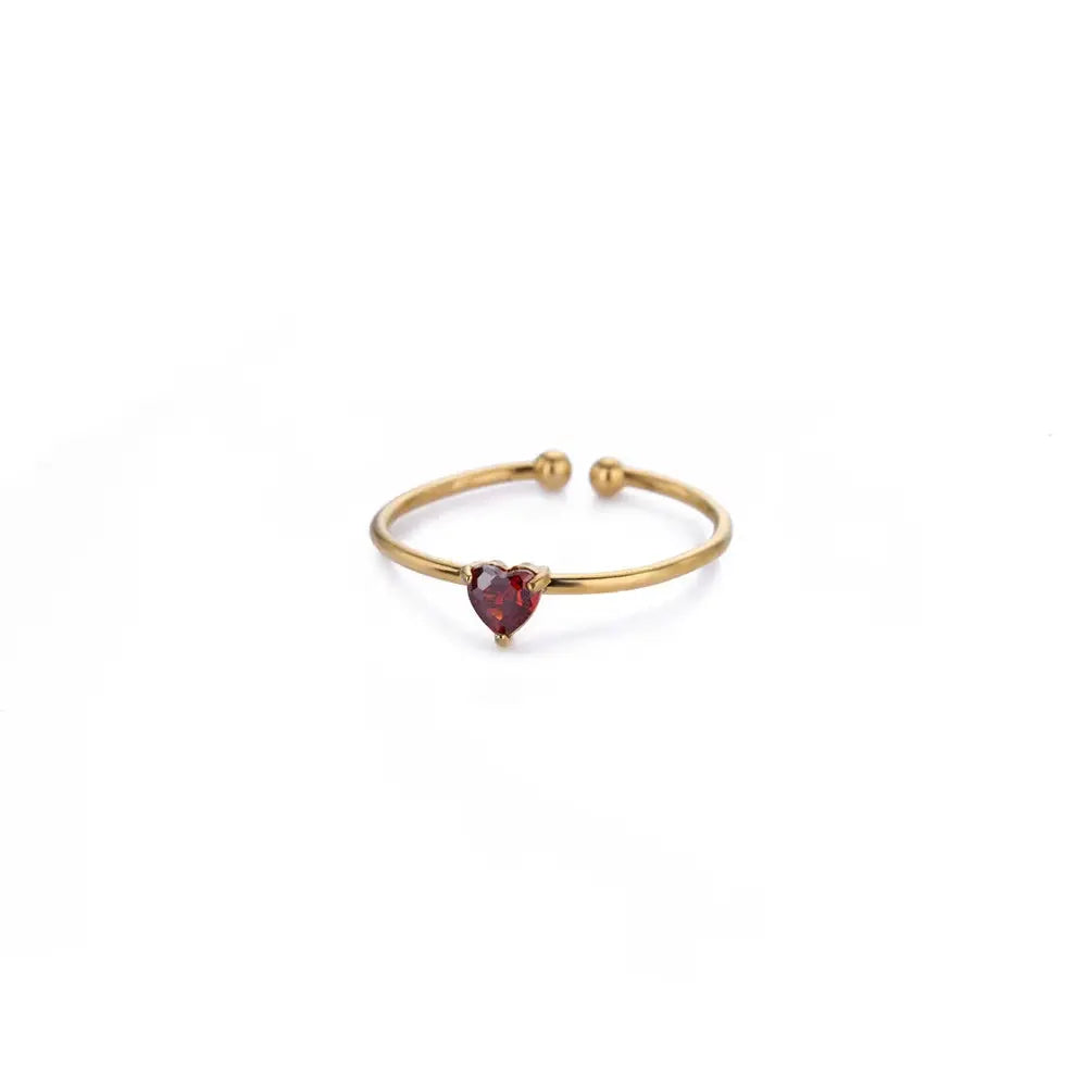 Mini Heart Birthstone Ring 