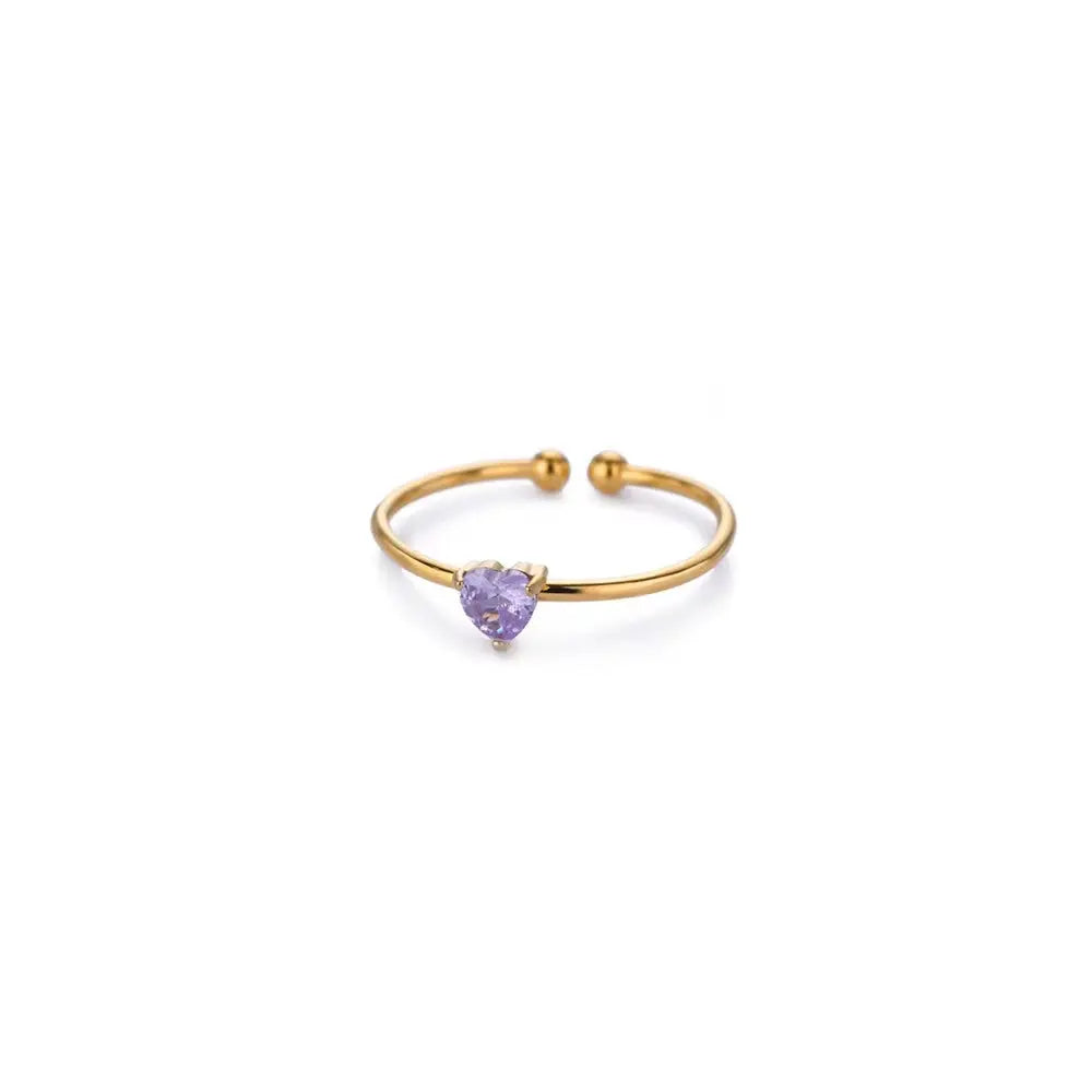 Mini Heart Birthstone Ring 