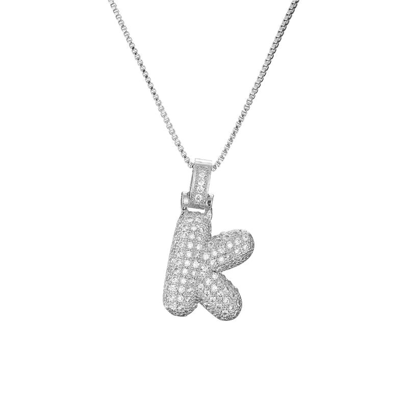 Chunky Ice Letter Initial Necklace