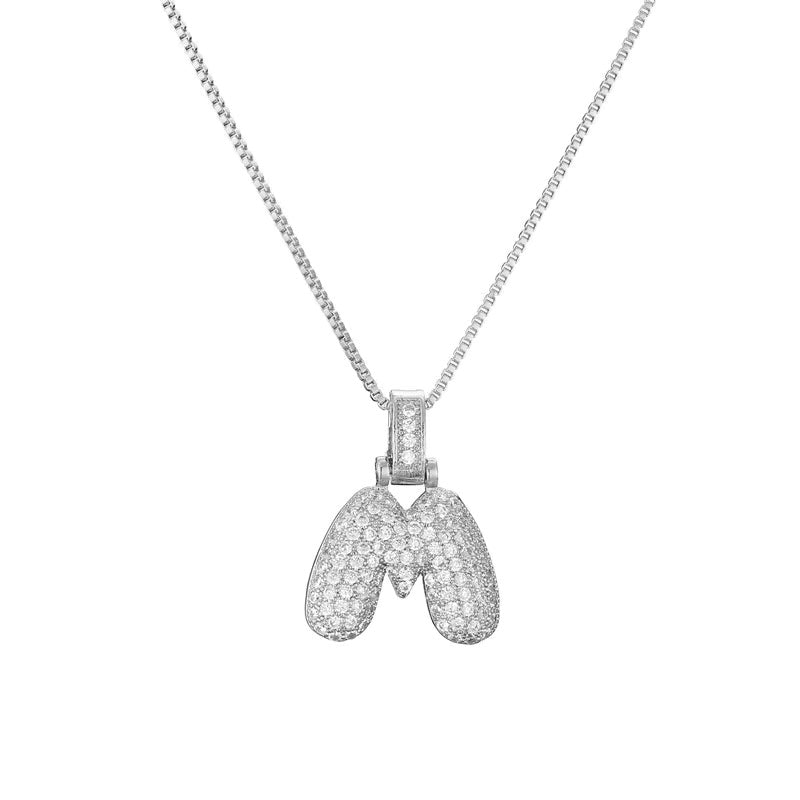 Chunky Ice Letter Initial Necklace