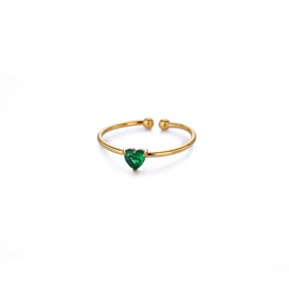 Mini Heart Birthstone Ring 