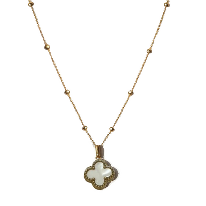 (*Autumn Sale*) Black Onyx Clover Pendant Necklace