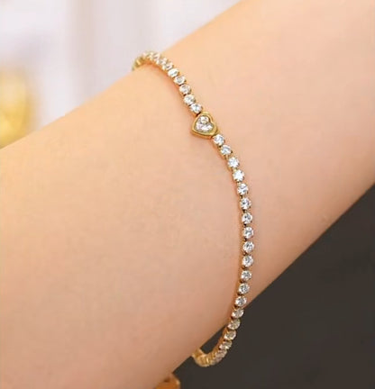 Mini Sparkling Heart Tennis Bracelet