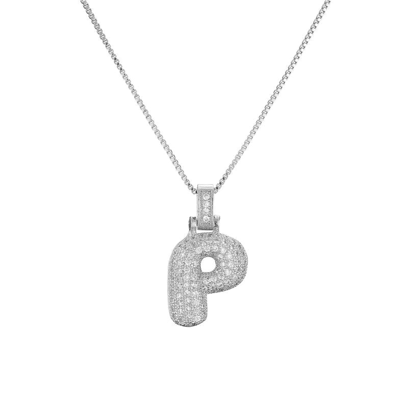 Chunky Ice Letter Initial Necklace