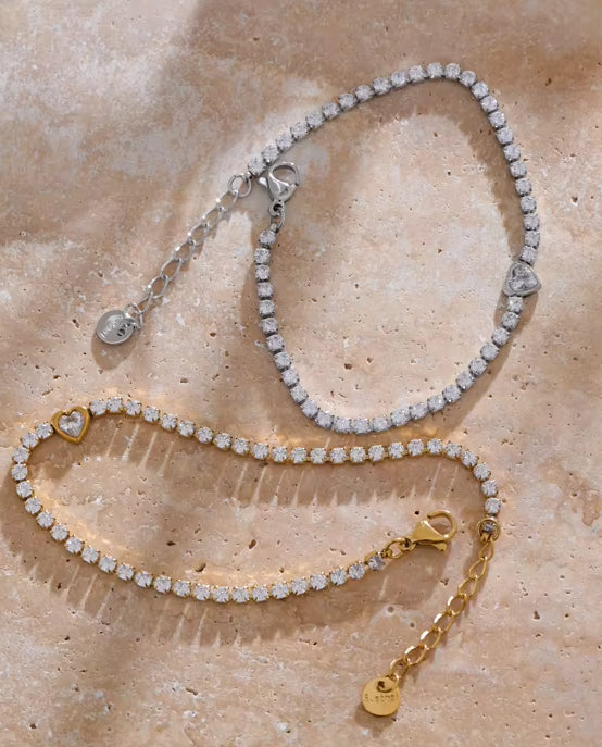 Mini Sparkling Heart Tennis Bracelet