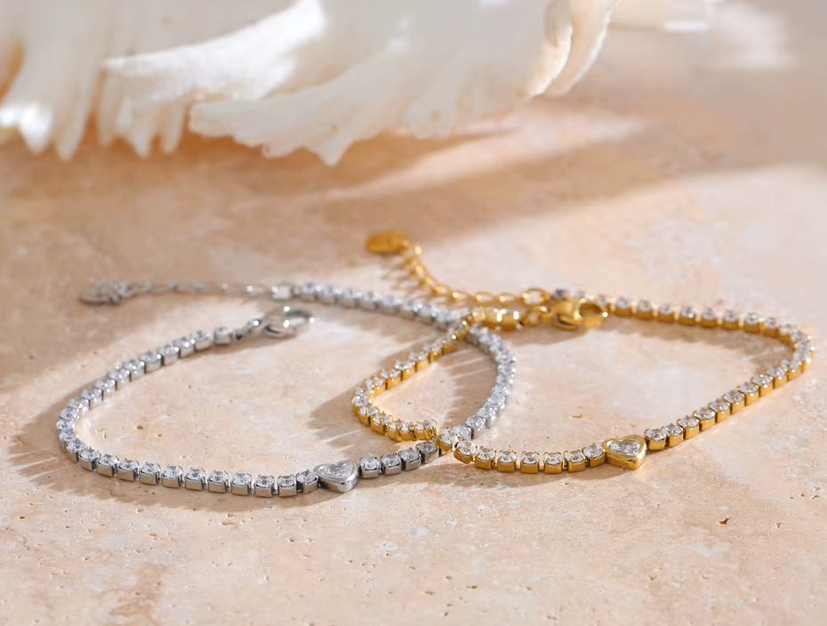 Mini Sparkling Heart Tennis Bracelet