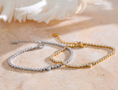 Mini Sparkling Heart Tennis Bracelet