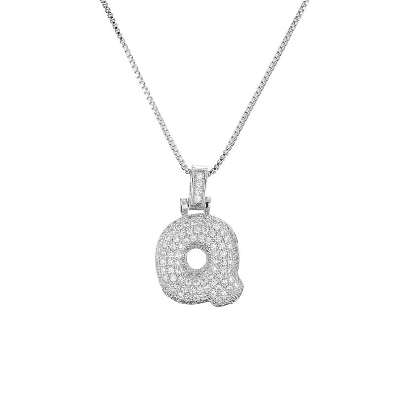 Chunky Ice Letter Initial Necklace