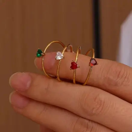Mini Heart Birthstone Ring 