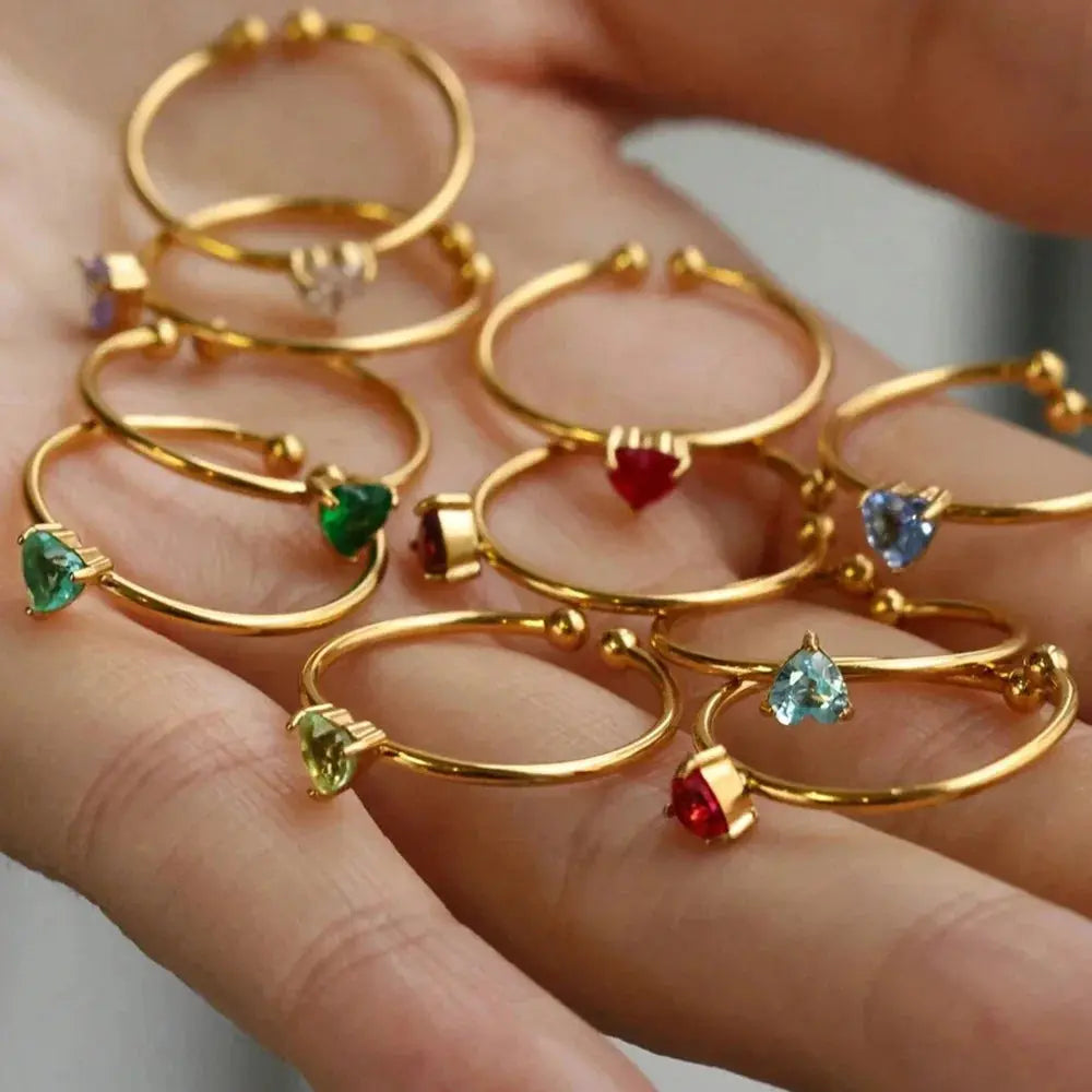 Mini Heart Birthstone Ring 
