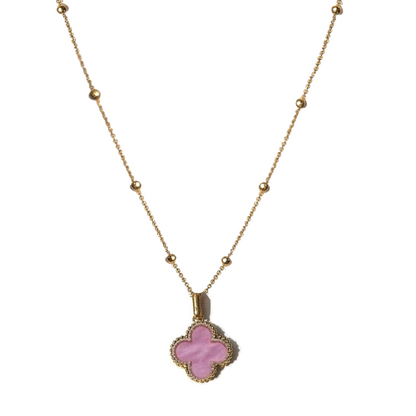 (*Autumn Sale*) Black Onyx Clover Pendant Necklace