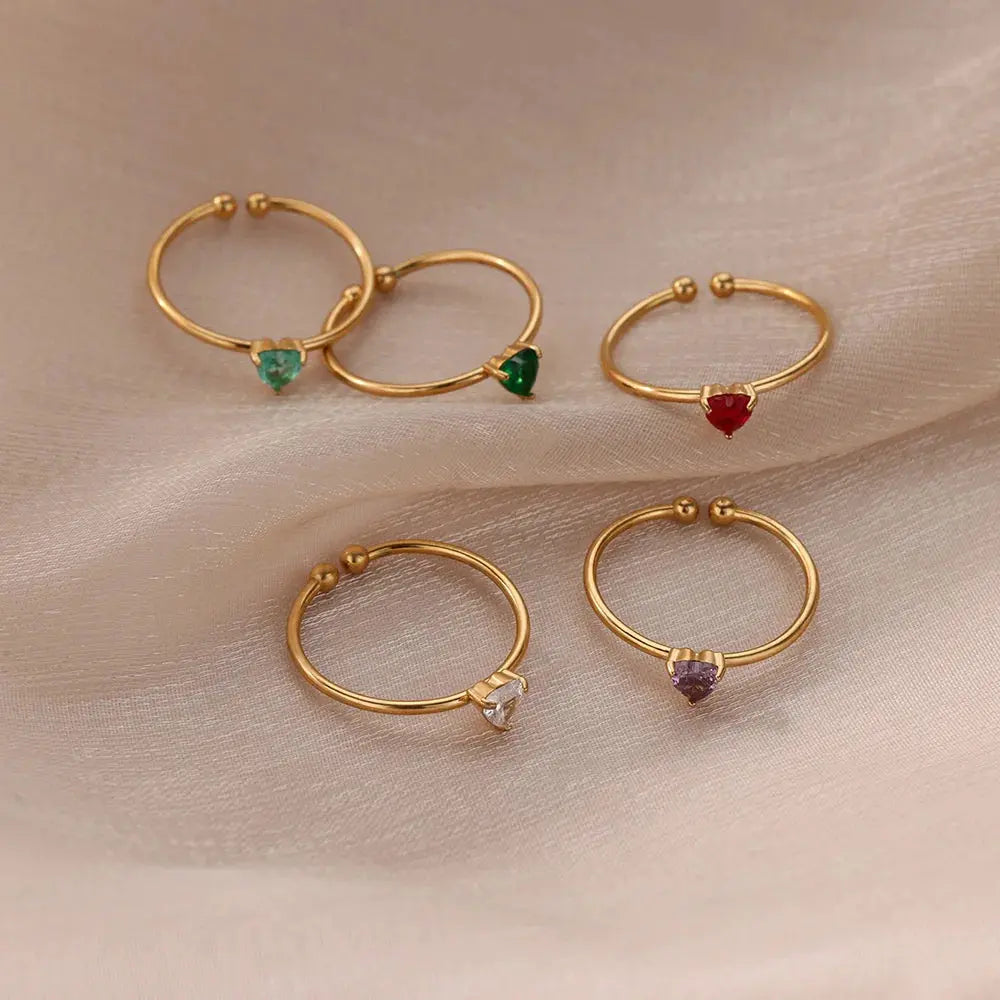 Mini Heart Birthstone Ring 