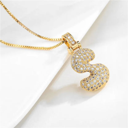 Chunky Ice Letter Initial Necklace