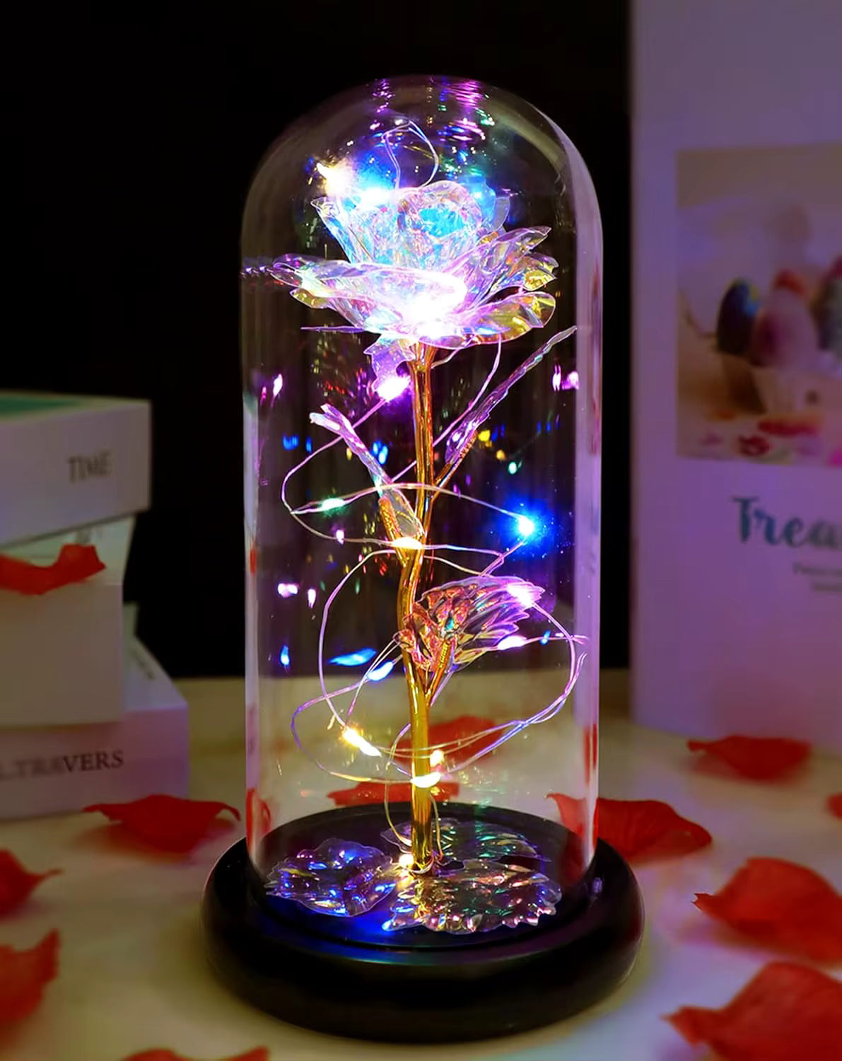 (*Autumn Sale*) Eternal LED Rose Flower in Glass Dome 