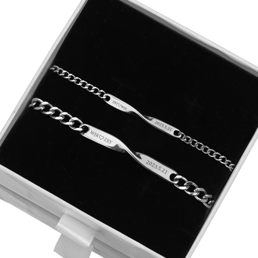Infinity Love Engraved Couple Bracelets Set