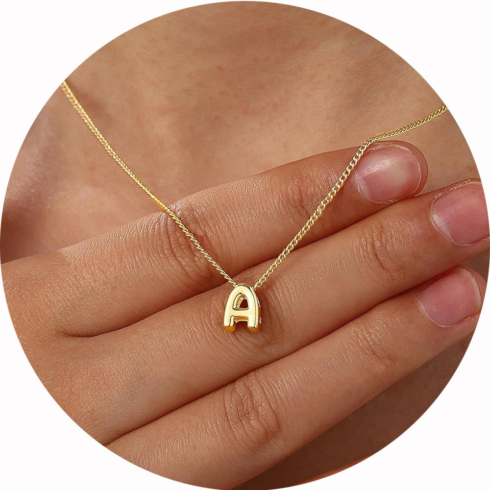 (*Christmas Sale*) Dainty Mini Bubble Initial Necklace