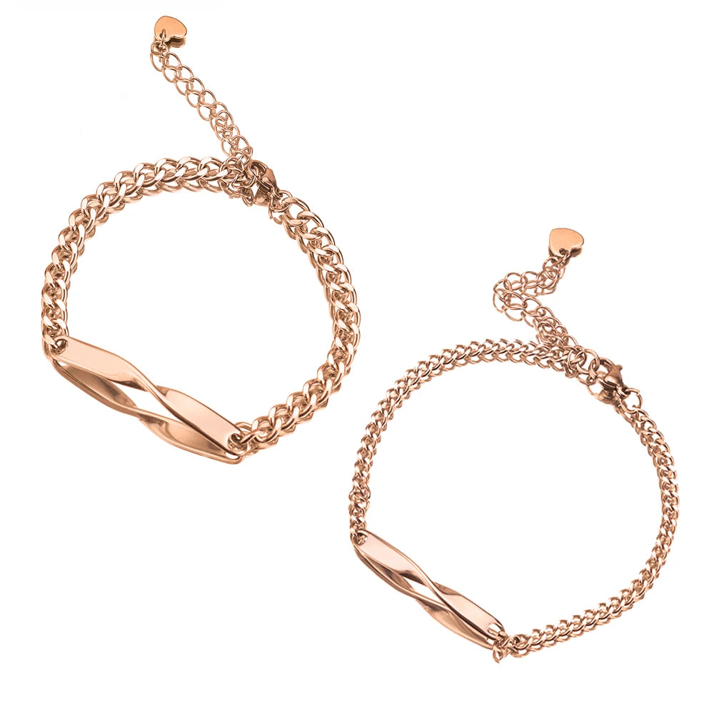 Infinity Love Engraved Couple Bracelets Set