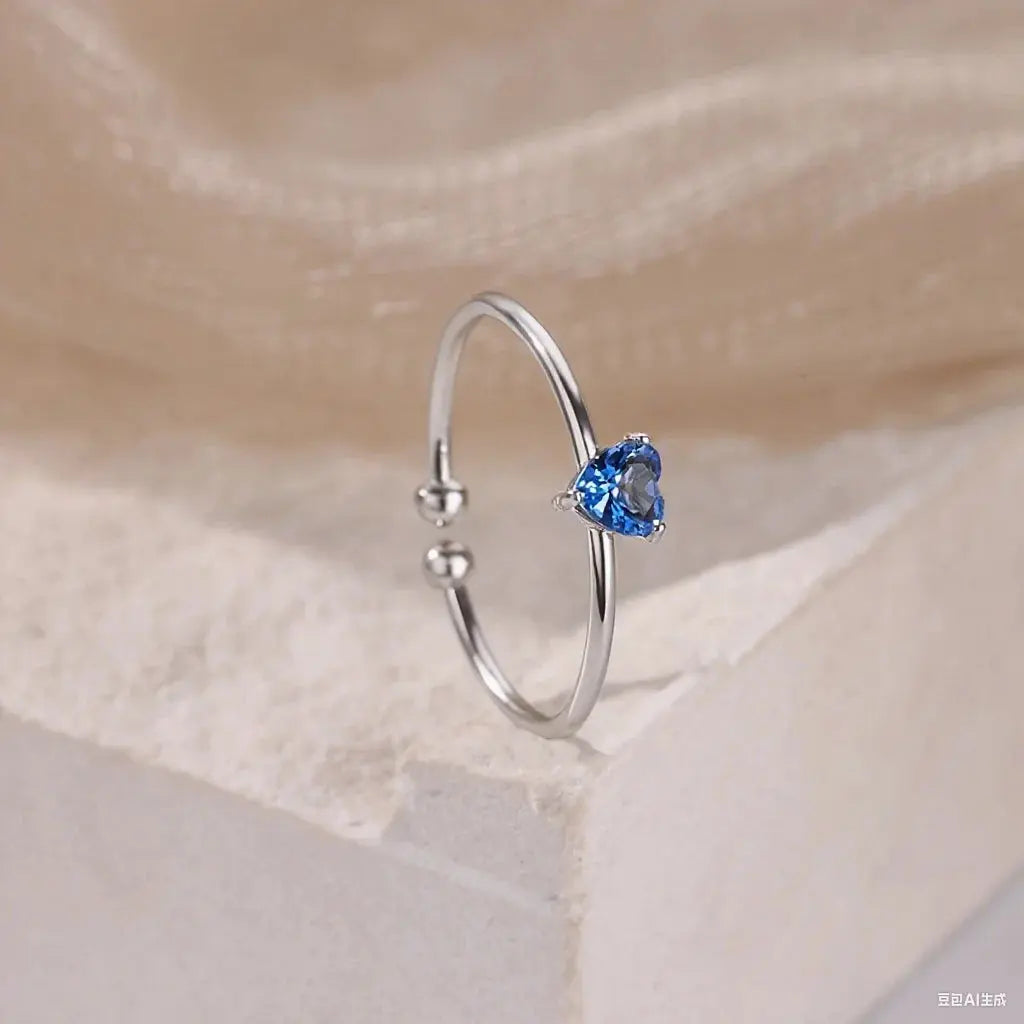 Mini Heart Birthstone Ring 