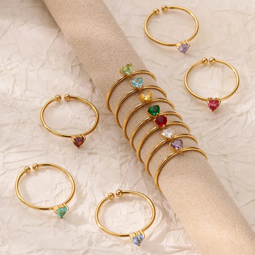 Mini Heart Birthstone Ring 