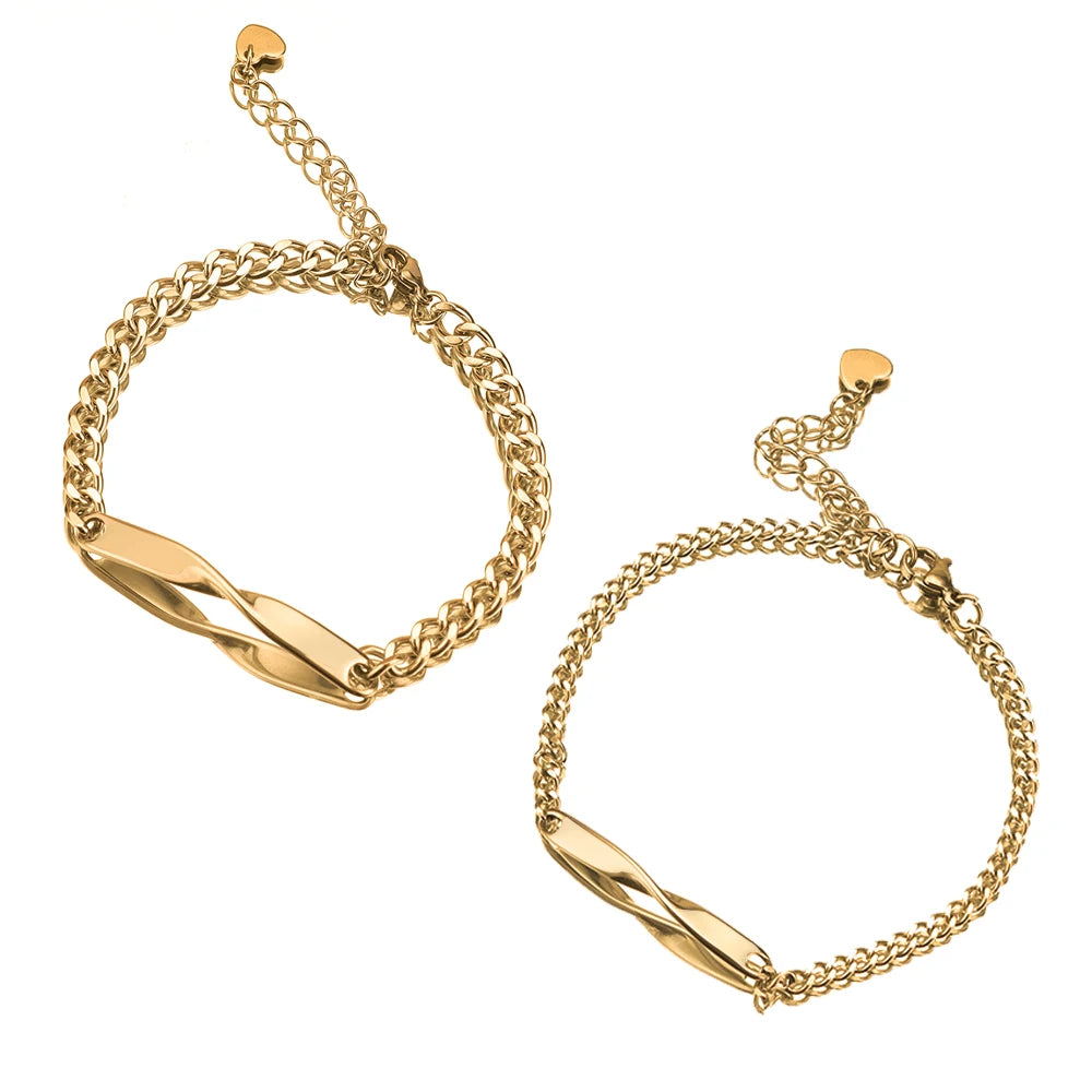 Infinity Love Engraved Couple Bracelets Set