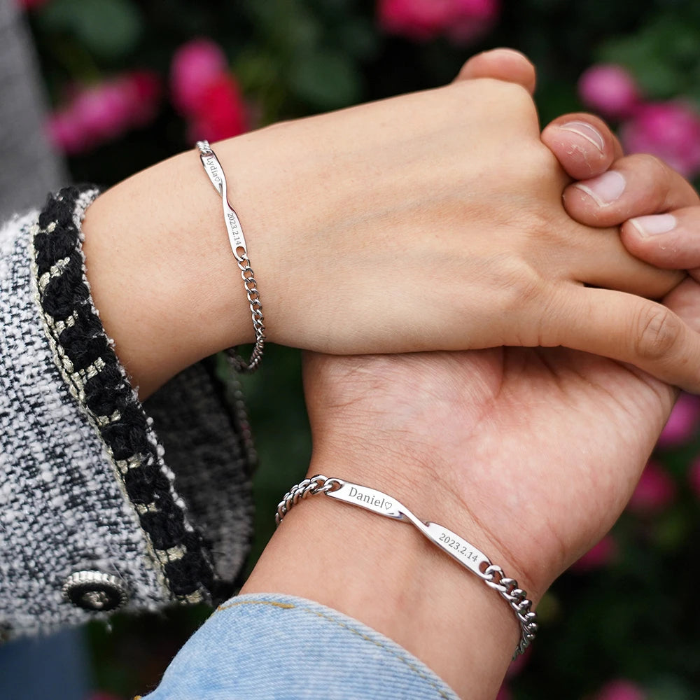 Infinity Love Engraved Couple Bracelets Set