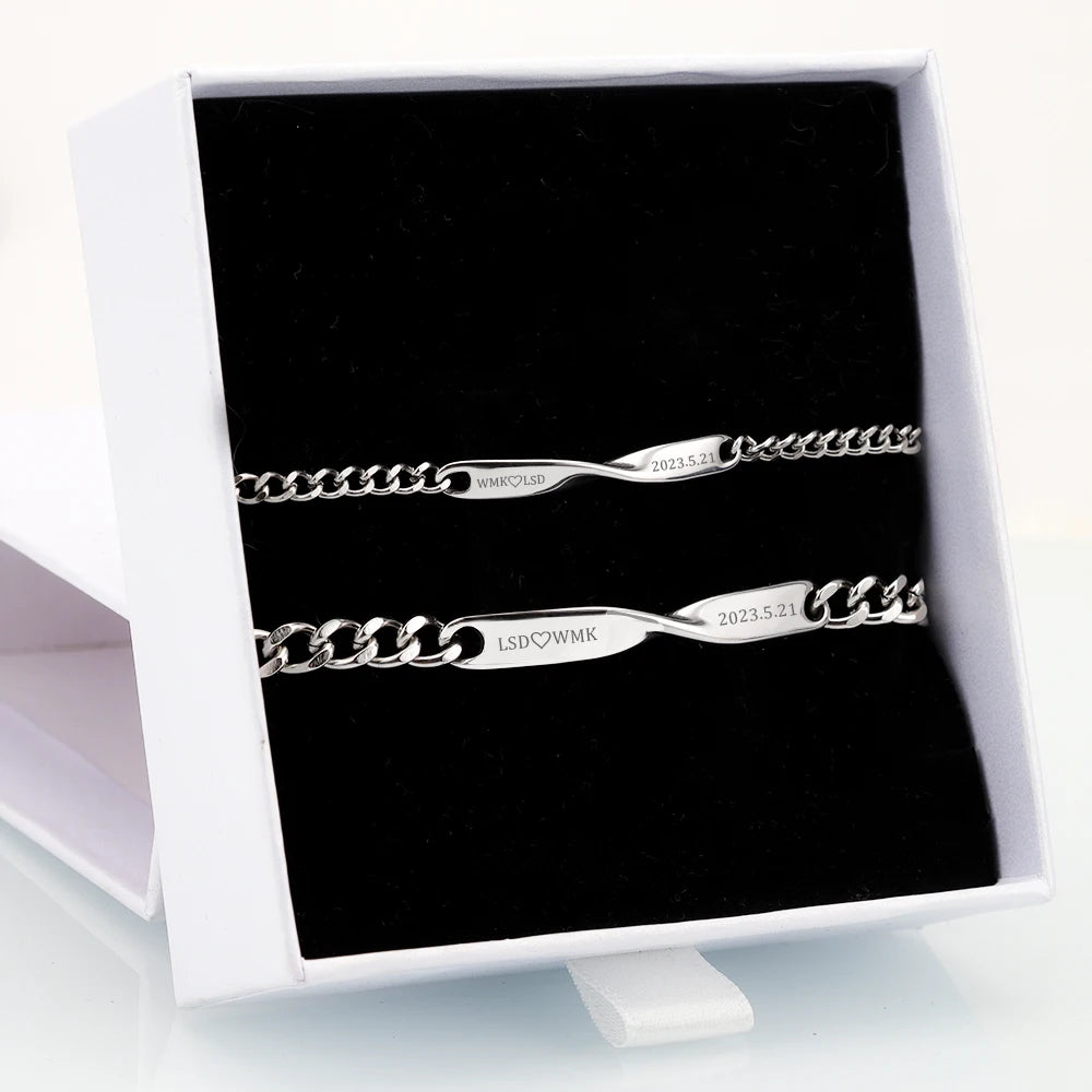 Infinity Love Engraved Couple Bracelets Set
