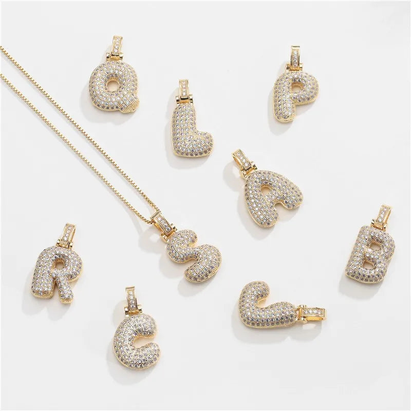 Chunky Ice Letter Initial Necklace