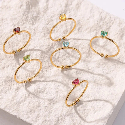 Mini Heart Birthstone Ring 