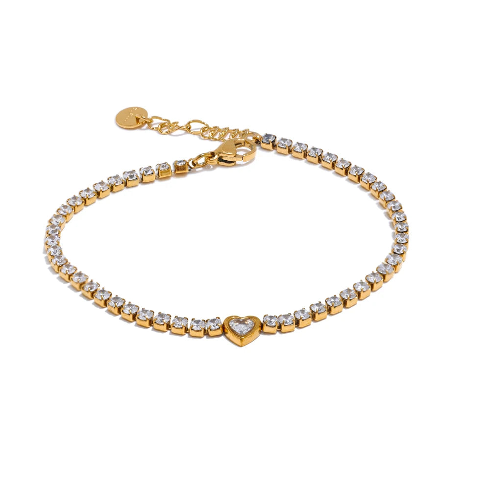 Mini Sparkling Heart Tennis Bracelet