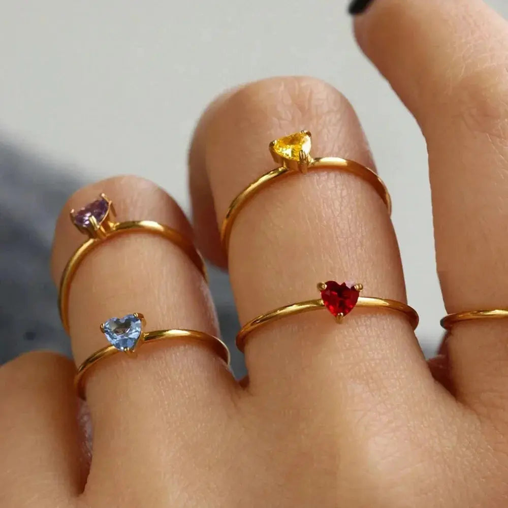 Mini Heart Birthstone Ring 