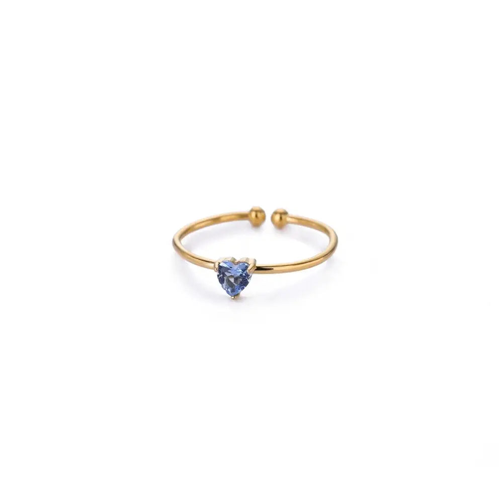 Mini Heart Birthstone Ring 