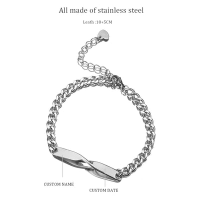 Infinity Love Engraved Couple Bracelets Set