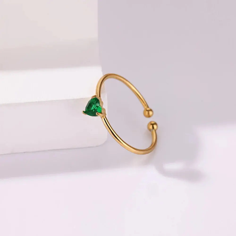 Mini Heart Birthstone Ring 