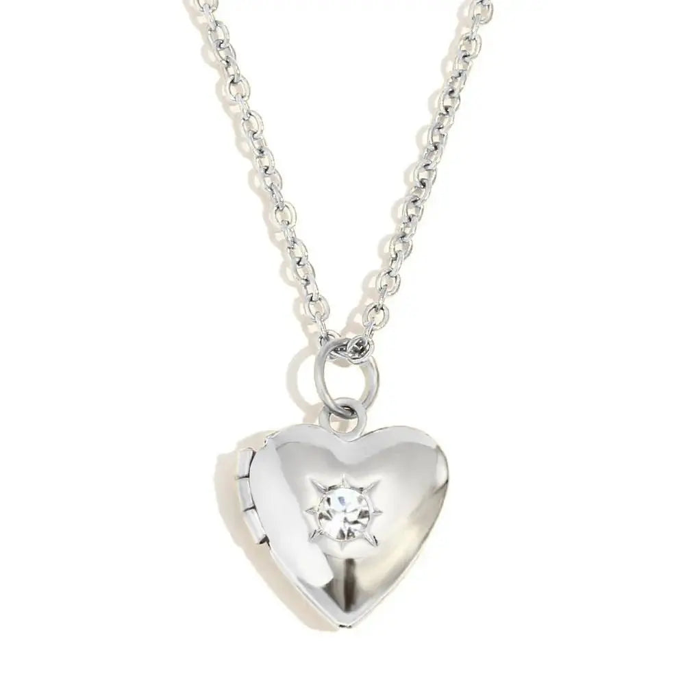 (*Spring Sale*) Dainty Heart Photo Locket Birthstone Necklace 