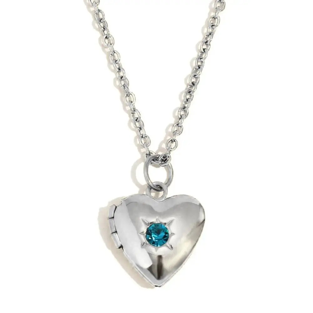 (*Spring Sale*) Dainty Heart Photo Locket Birthstone Necklace 