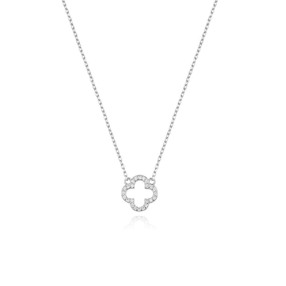 Sterling Silver Hollow Clover Necklace