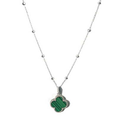 (*Autumn Sale*) Black Onyx Clover Pendant Necklace