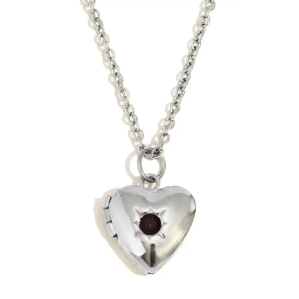 (*Spring Sale*) Dainty Heart Photo Locket Birthstone Necklace 