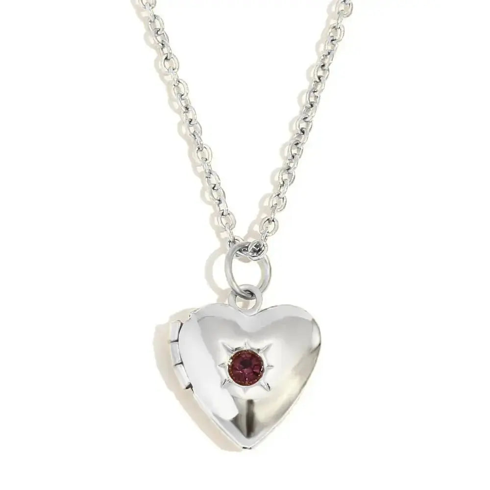 (*Spring Sale*) Dainty Heart Photo Locket Birthstone Necklace 