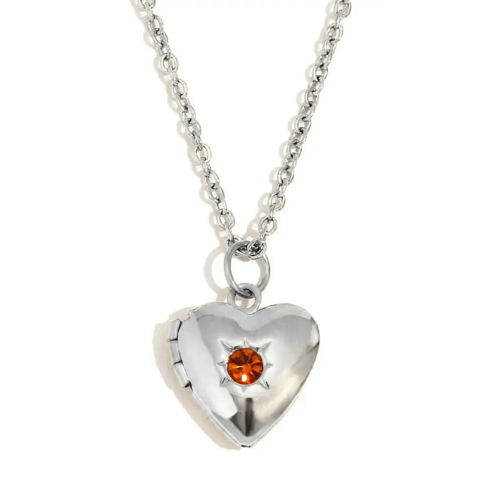 (*Spring Sale*) Dainty Heart Photo Locket Birthstone Necklace 
