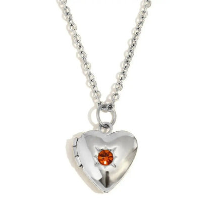 (*Spring Sale*) Dainty Heart Photo Locket Birthstone Necklace 